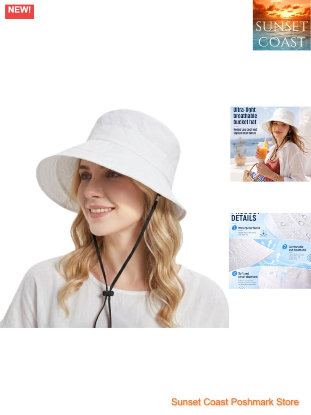 Waterproof Packable Bucket Hat Women Wide Brim Sun Hat